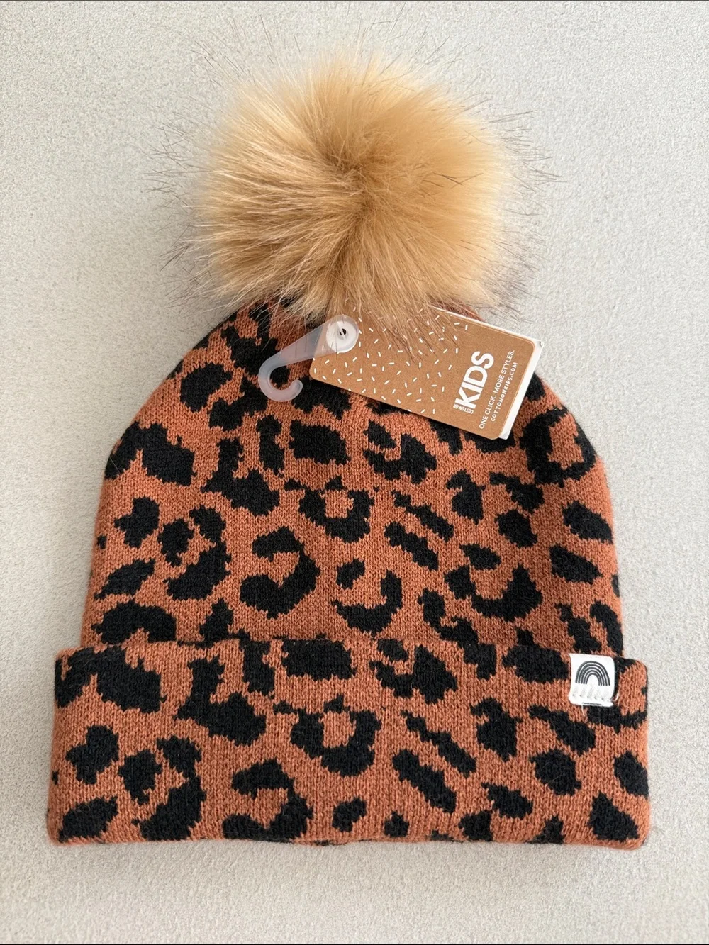 Cotton On Kids Leopard Pom Beanie - Brown/Black